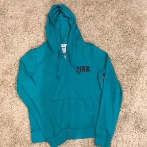 VS PINK teal blue zip up hoodie